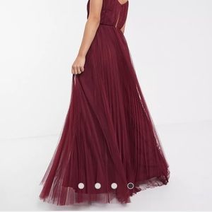 Cami pleated tulle maxi dress